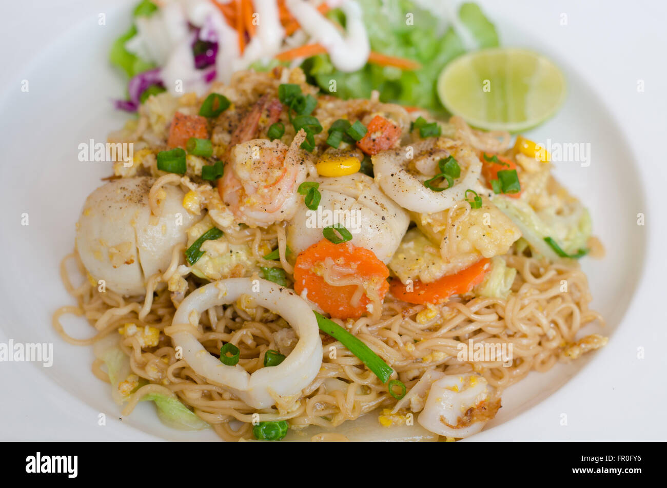 Fried Thai Mama Instant Noodles Stock Photo