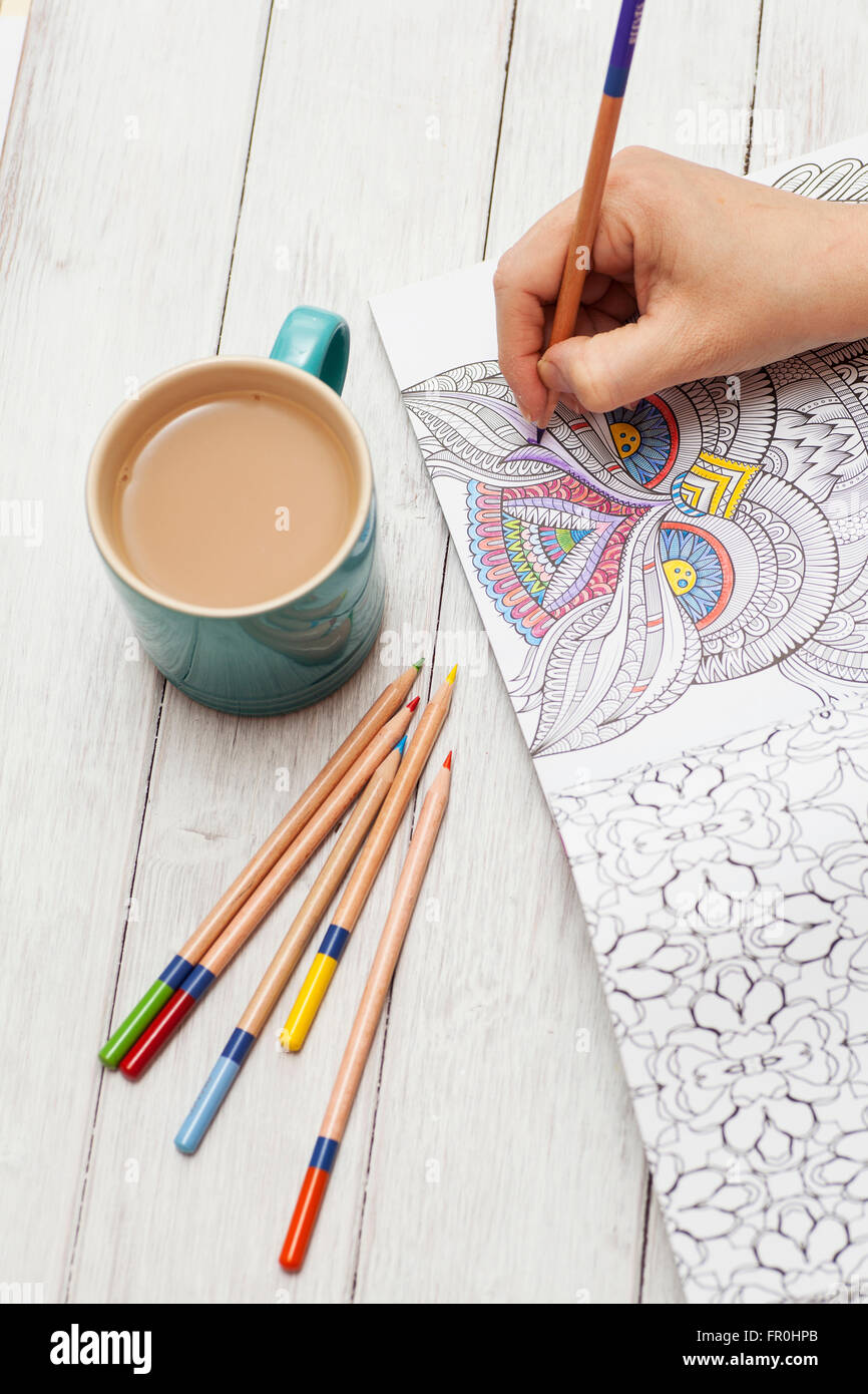 Coloring book color pencil hi res stock photography and images
