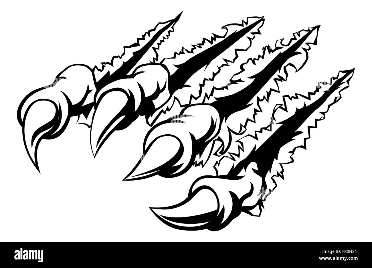 Black claws scratch. Monster, beast bite. Fight scar. (Full Vector) vector  de Stock