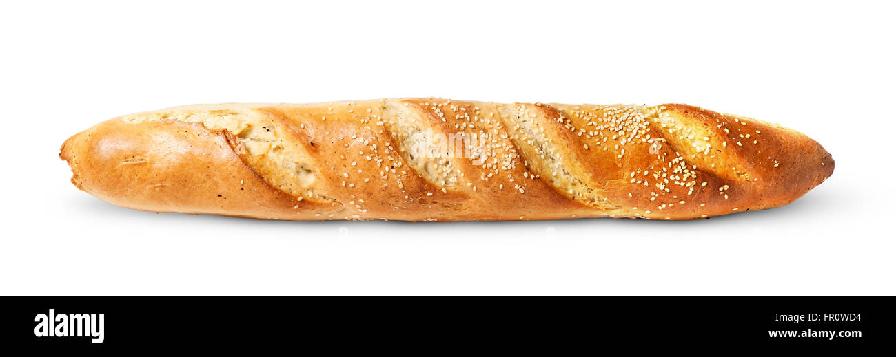 French baguette horizontally isolated on white background Stock Photo ...