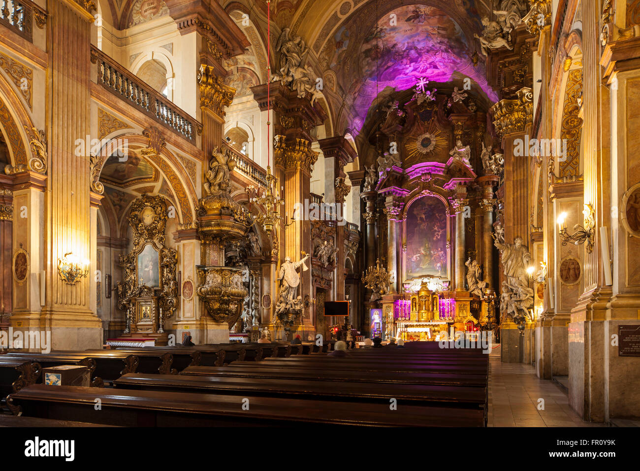 Baroque interior of the Jesuit church in Wroclaw old town, Poland Stock ...