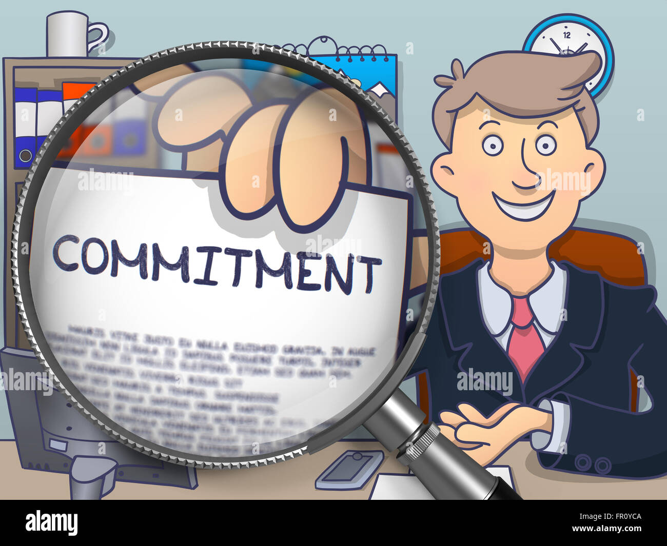 Commitment through Lens. Doodle Design. Stock Photo