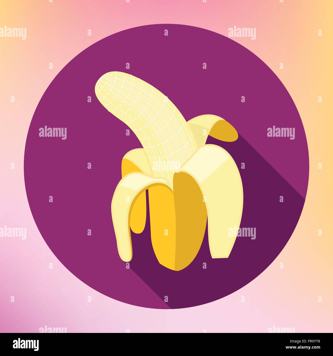 banana flat long shadow icon Stock Vector