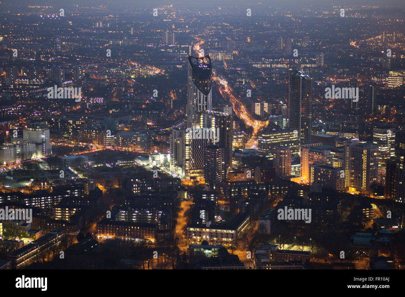 Elephant & Castle Station, night aerial view, London,UK Stock Photo