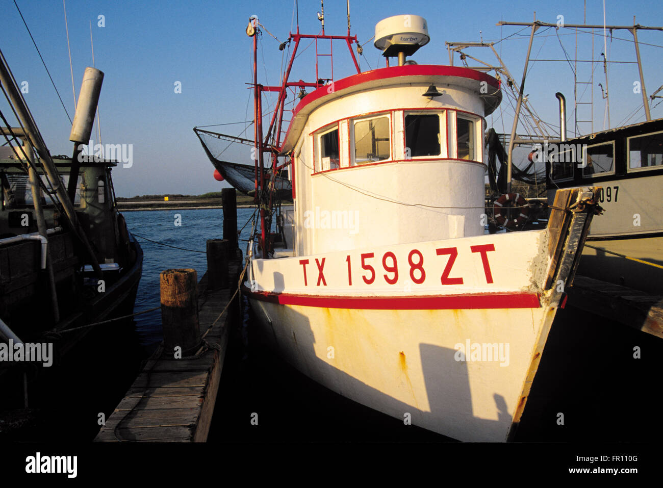 A classic Gulf shrimper, Padre Island, Texas Stock Photo