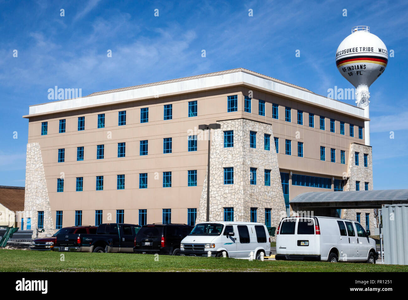 Florida Everglades,Tamiami Trail,Miccosukee Seminole Tribe Reservation,Native American Indian indigenous peoples,building,administration,city hall,wat Stock Photo