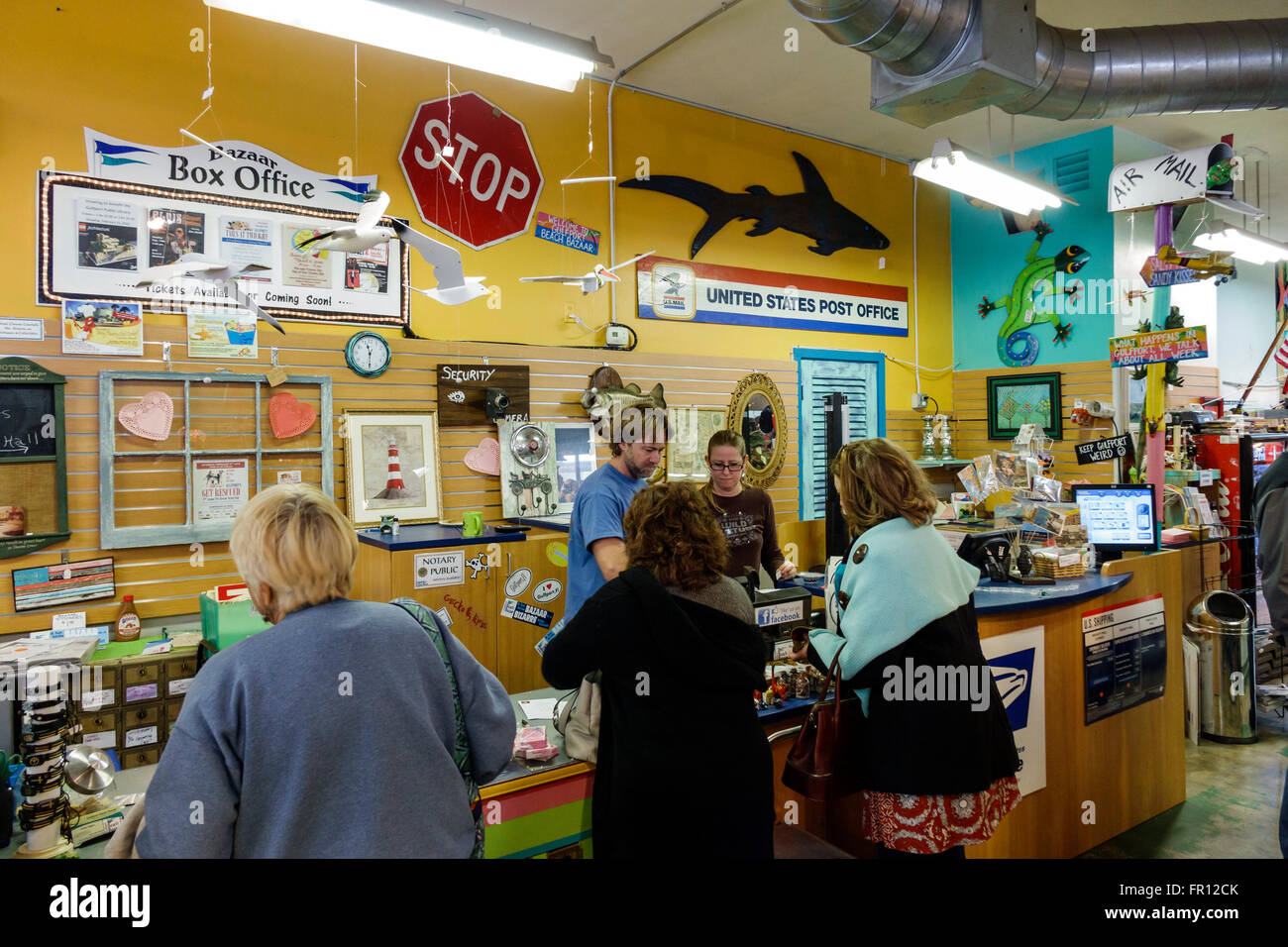 Florida St. Saint Pete Petersburg Beach,Gulfport,Beach Boulevard South,Beach Bazaar,Post Office,counter,interior inside,FL160210016 Stock Photo