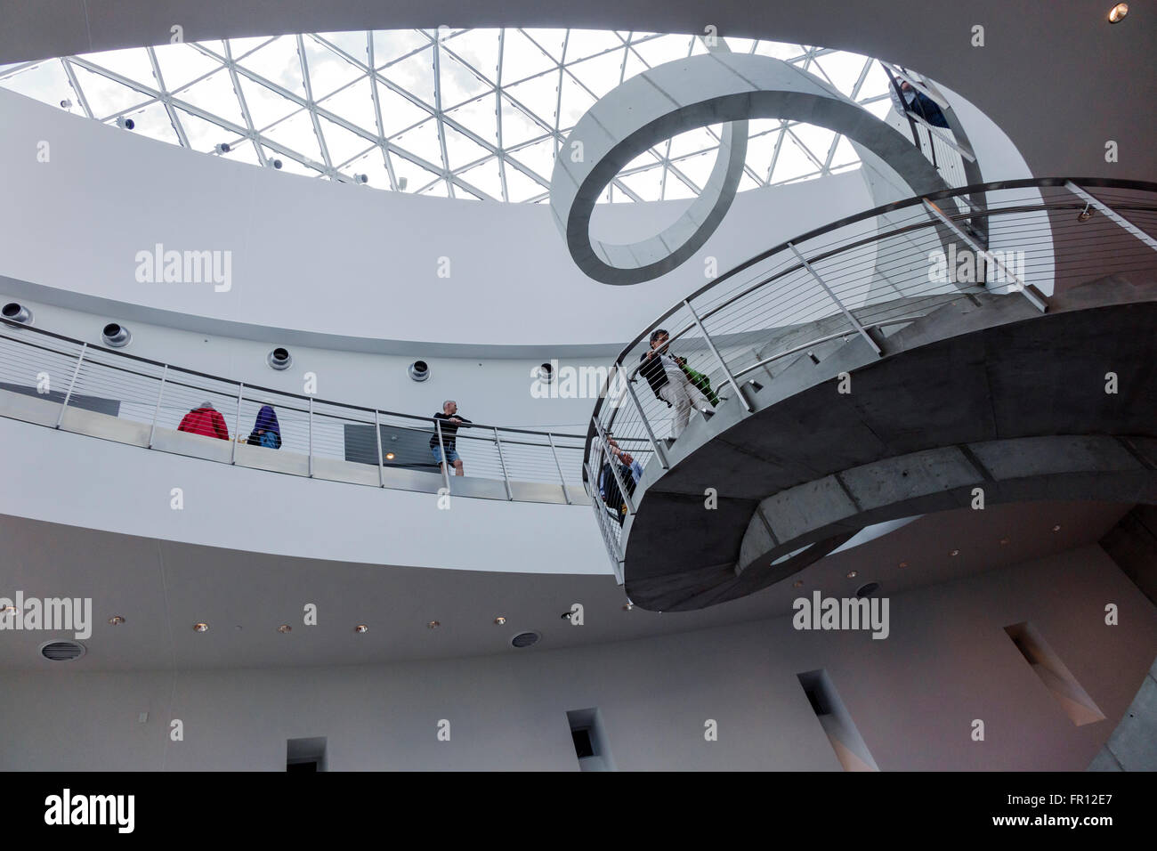 St. Saint Petersburg Florida,Salvador Dali Museum,art artwork,gallery galleries,interior inside,spiral helical staircase,visitors travel traveling tou Stock Photo
