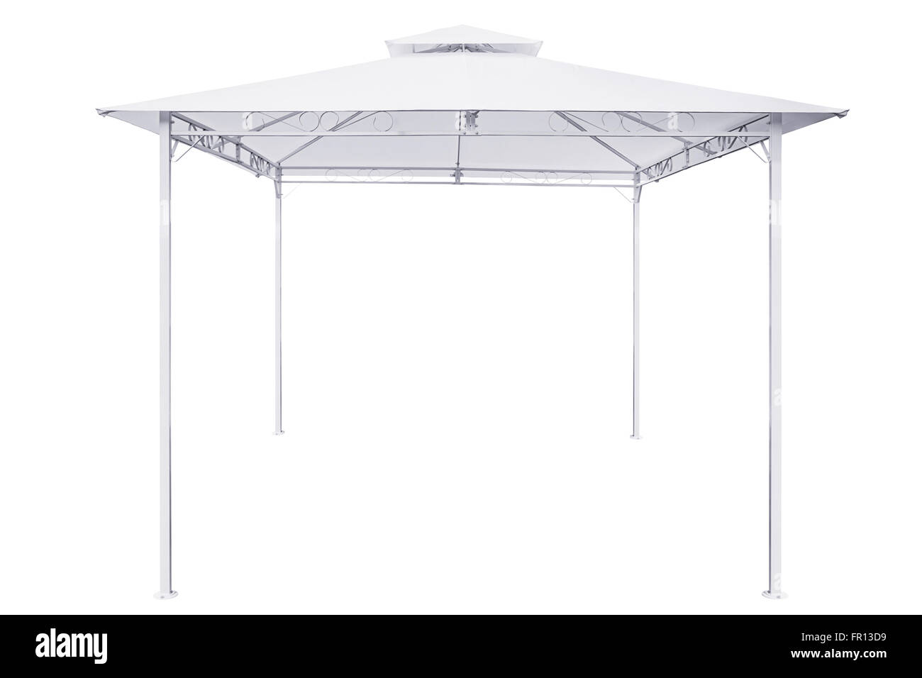 Prefabricated Tents, White rain tent on white background,Work with clipping path. Stock Photo