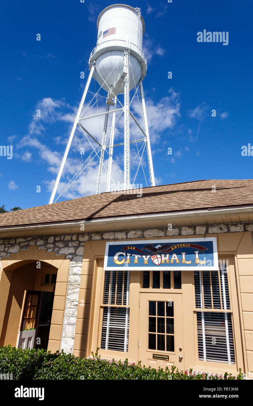 Florida San Antonio,small town city hall,water tower,FL160213008 Stock