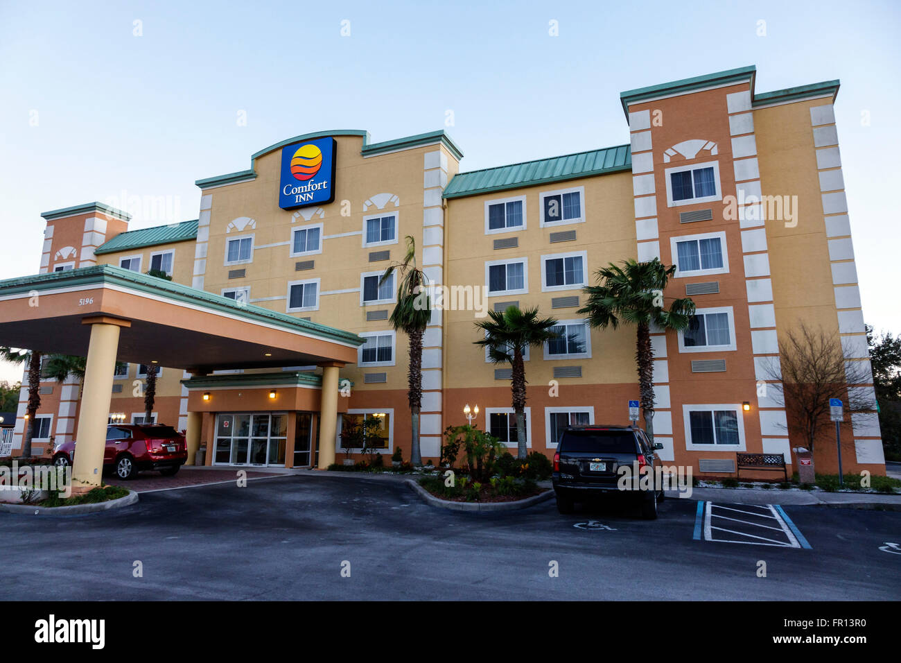 Kissimmee Florida,Orlando Comfort Inn,hotel hotels lodging inn motel motels,lodging,outside exterior front,entrance,sign,visitors travel traveling tou Stock Photo