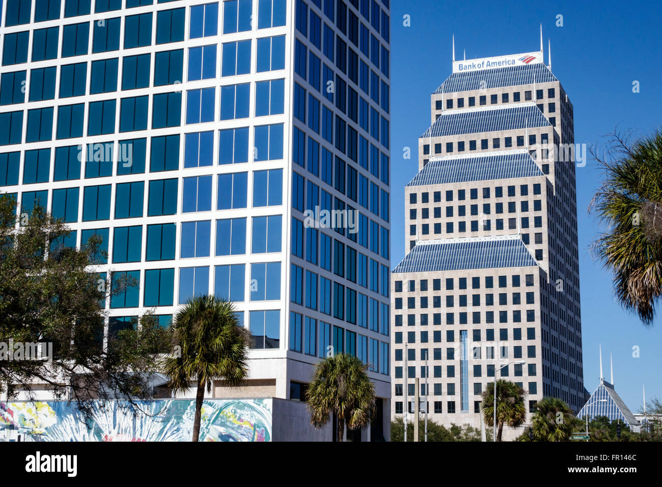 Orlando Florida,downtown,Bank of America building,skyscraper,office,city skyline cityscape,visitors travel traveling tour tourist tourism lan Stock Photo