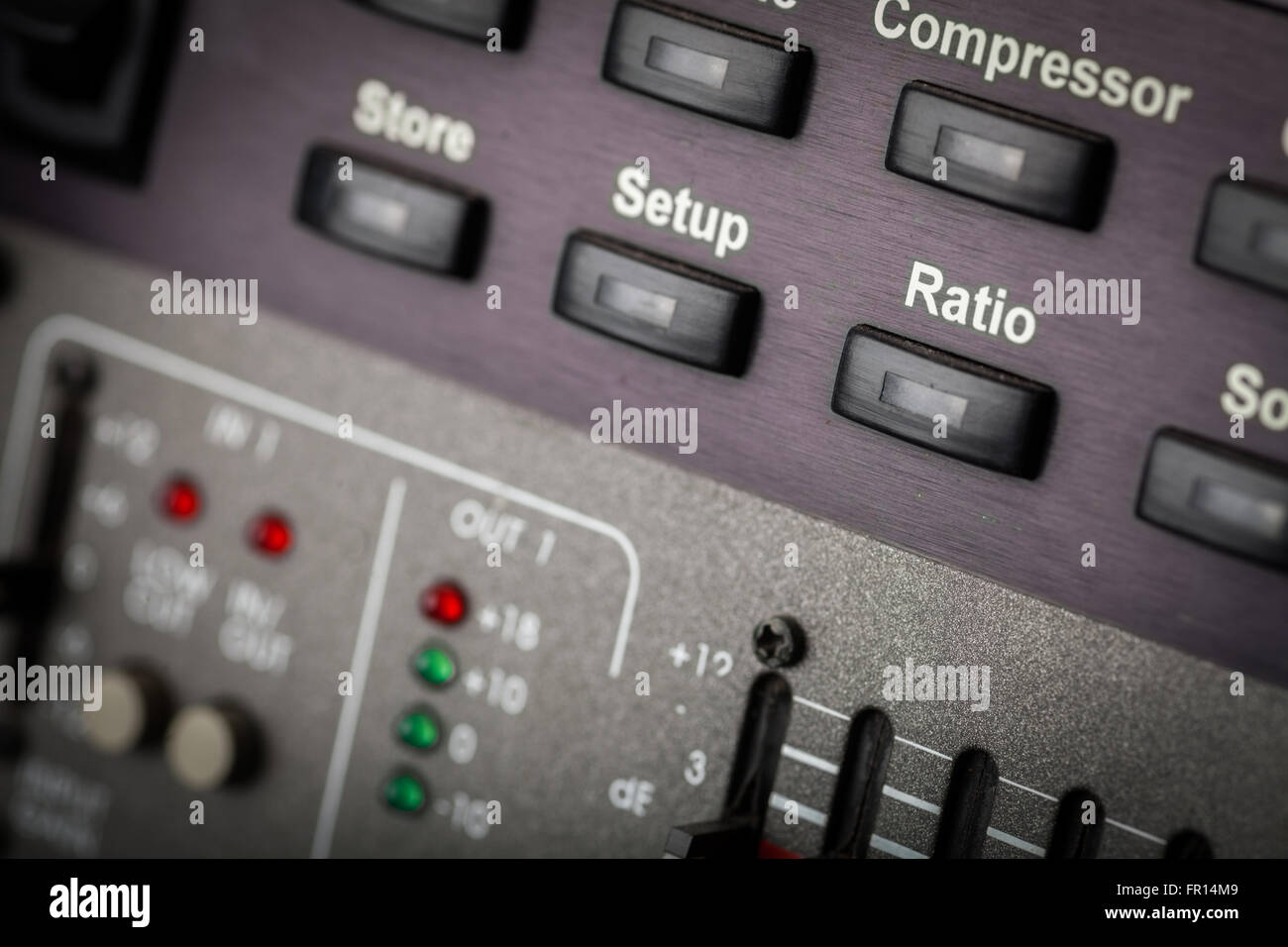 Color image of many buttons in a sound recording studio Stock Photo - Alamy