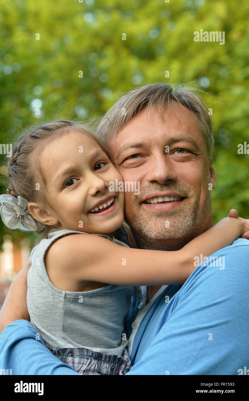 father with daughter in summer park Stock Photo - Alamy