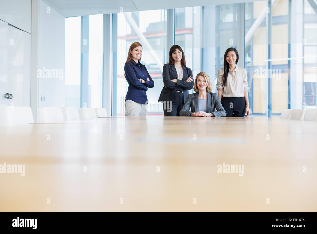 Surface level portrait confident businesswoman in conference room Stock ...