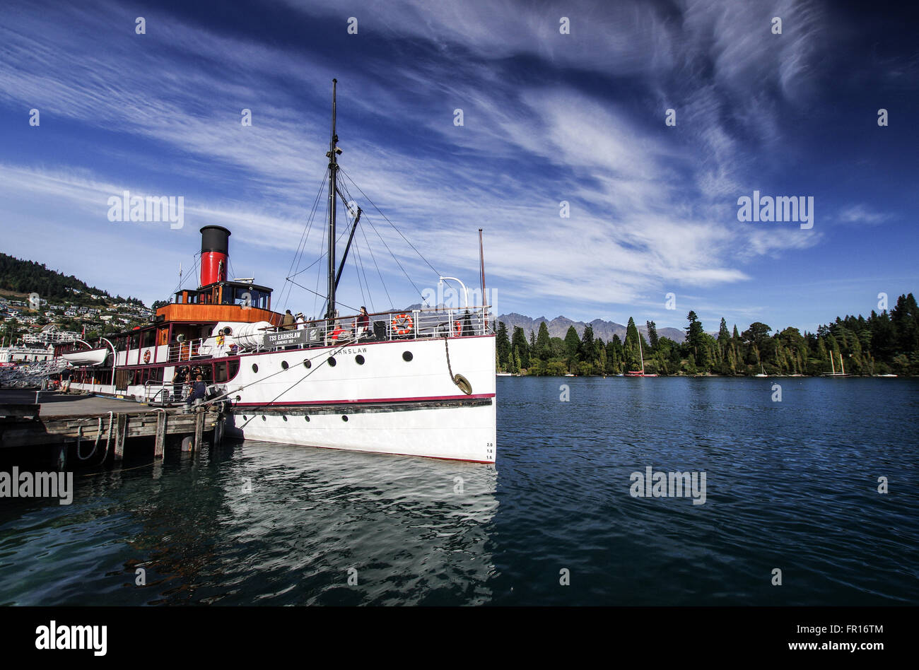 Steamer at Lake Wakatipu - Queenstown, New Zealand Stock Photo