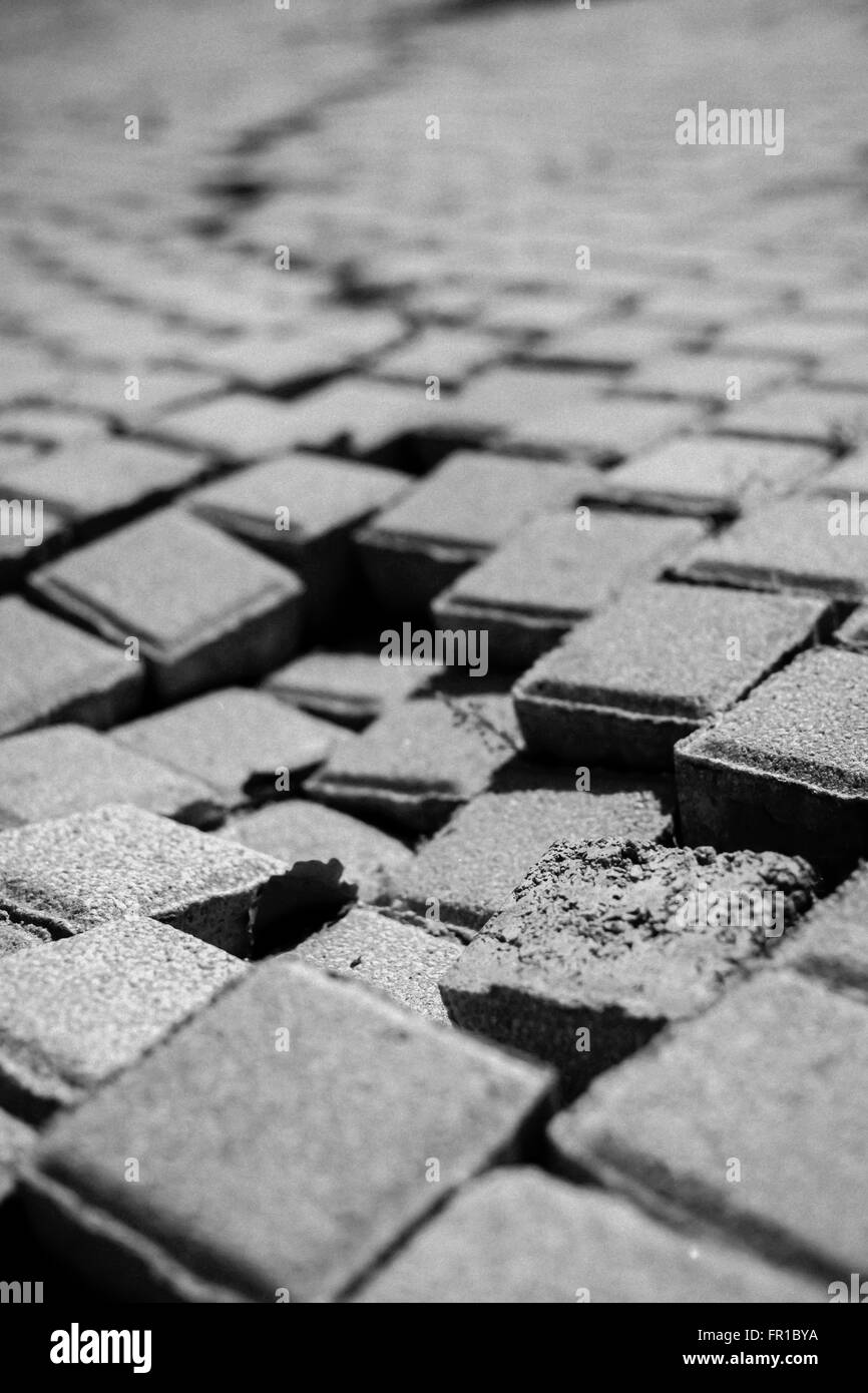 shattered pattern. Sunken square paving stone pattern Stock Photo
