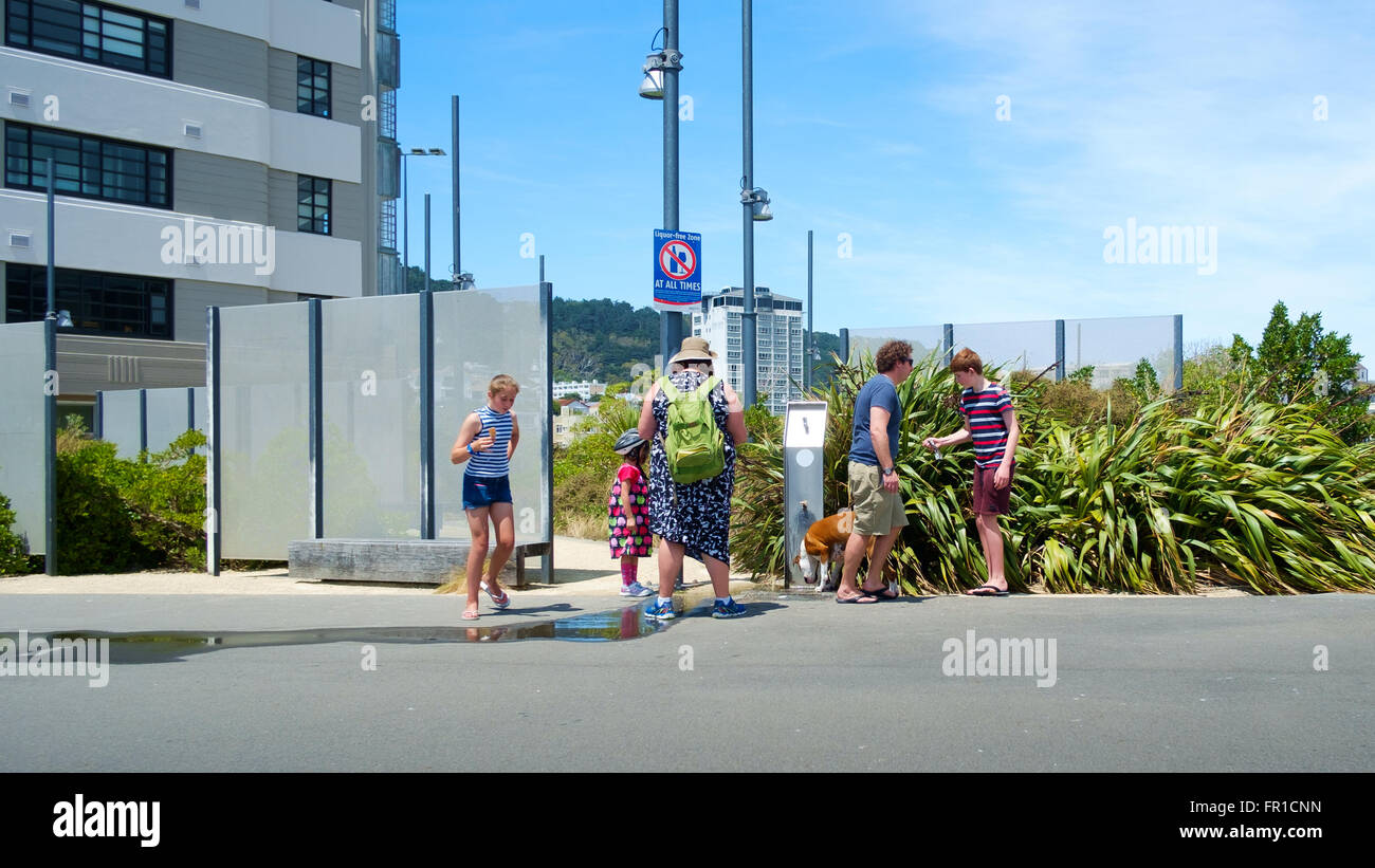 Beachfront showers, Wellington, New Zealand Stock Photo Alamy