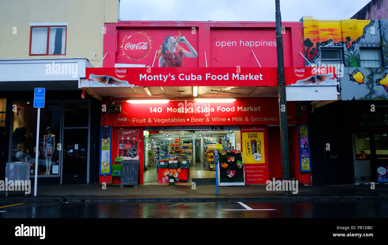 Monty's Cuba food Market shop front, Wellington, New Zealand Stock Photo Alamy
