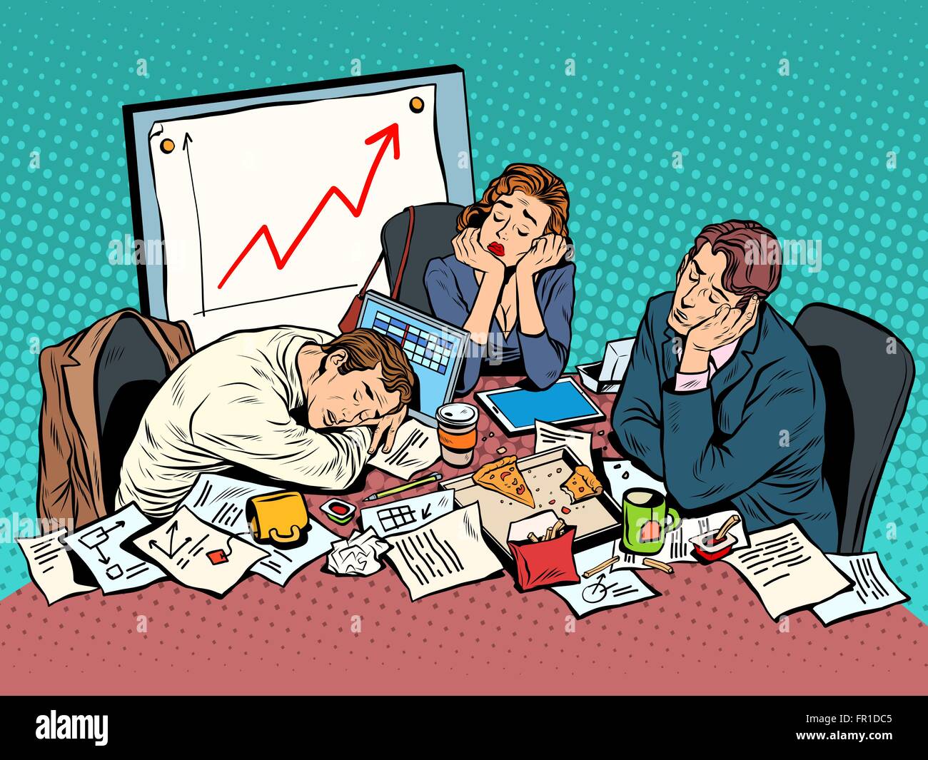 Woman in office late Stock Vector Images - Alamy