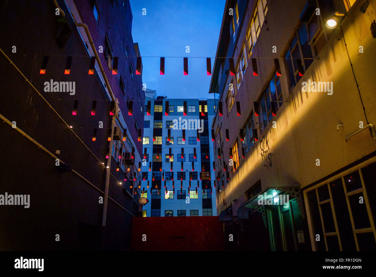 Side street light decoration, Wellington, New Zealand Stock Photo Alamy