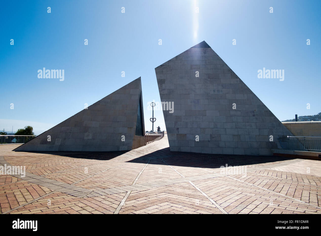 Pyramid statue in Civic Square against clear blue sky, Wellington, New Zealand Stock Photo Alamy