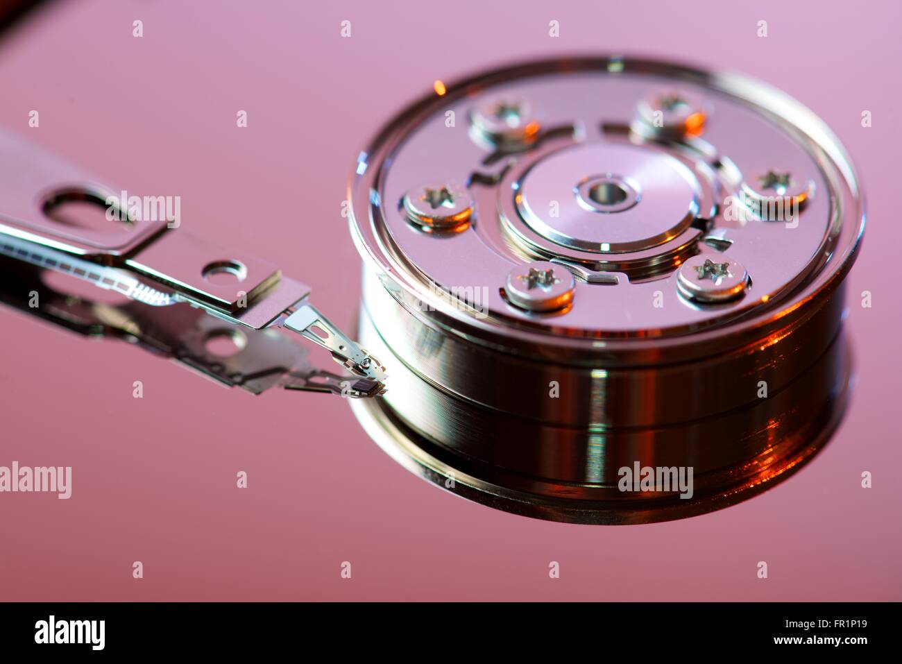 Closeup of an open computer hard drive Stock Photo Alamy