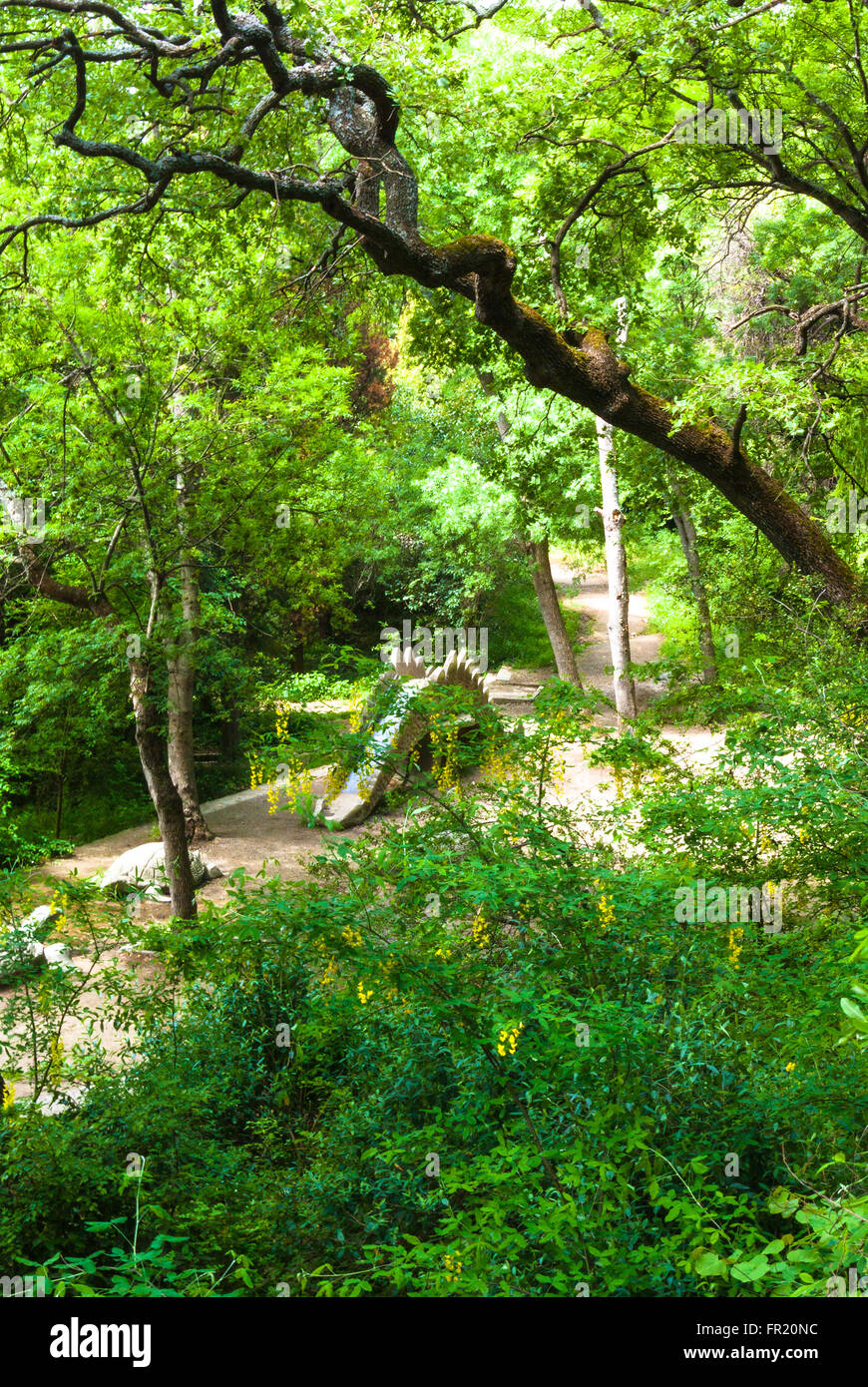 Blooming spring plants in the old Park alleys, Mishor, Crimea Stock ...