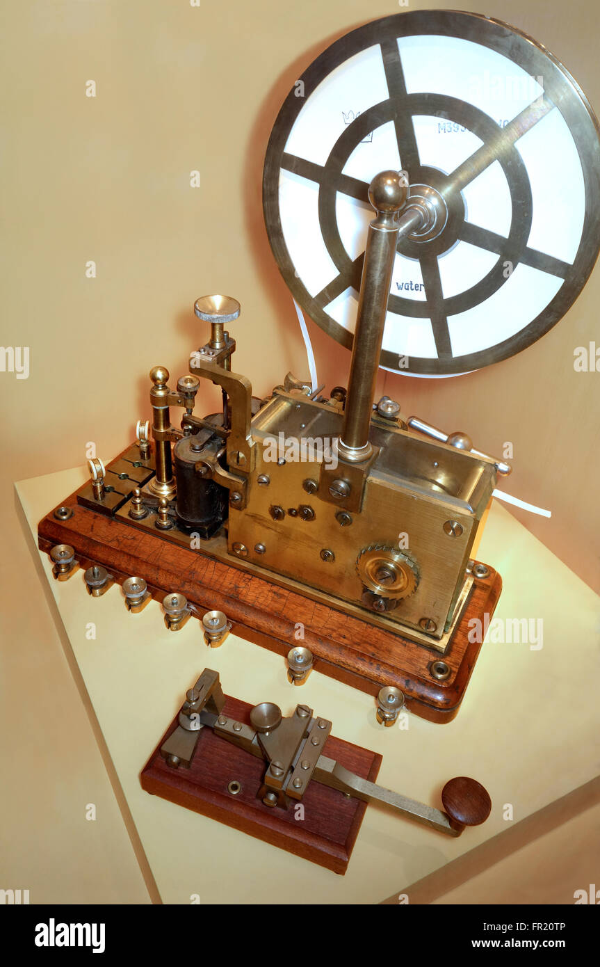 Morse Telegraph Machine. Sender and receiver. Stock Photo