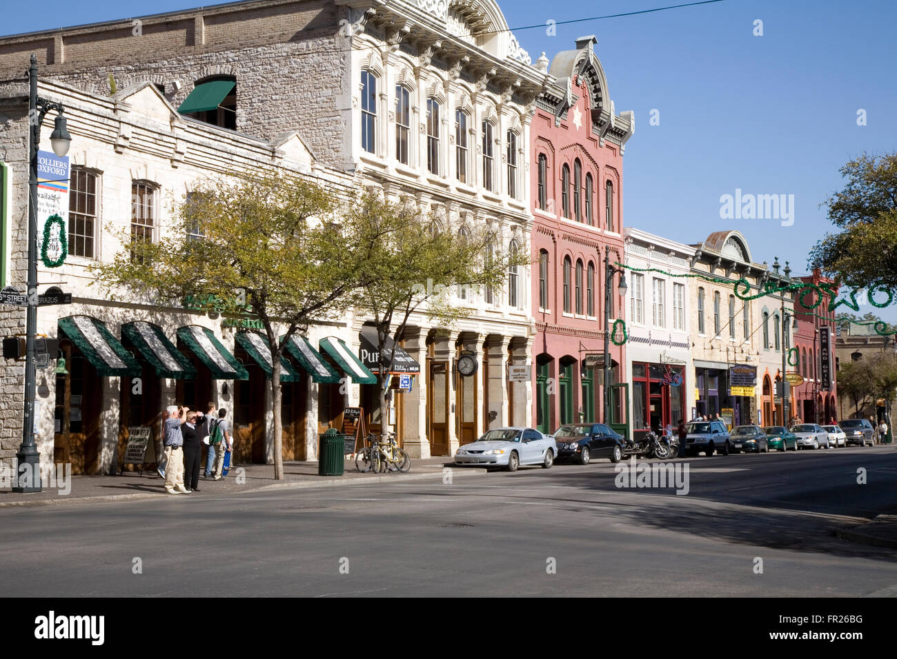 Since the early 1970s, Austin's historic Sixth Street has been the city's premier arts and entertainment district. Stock Photo