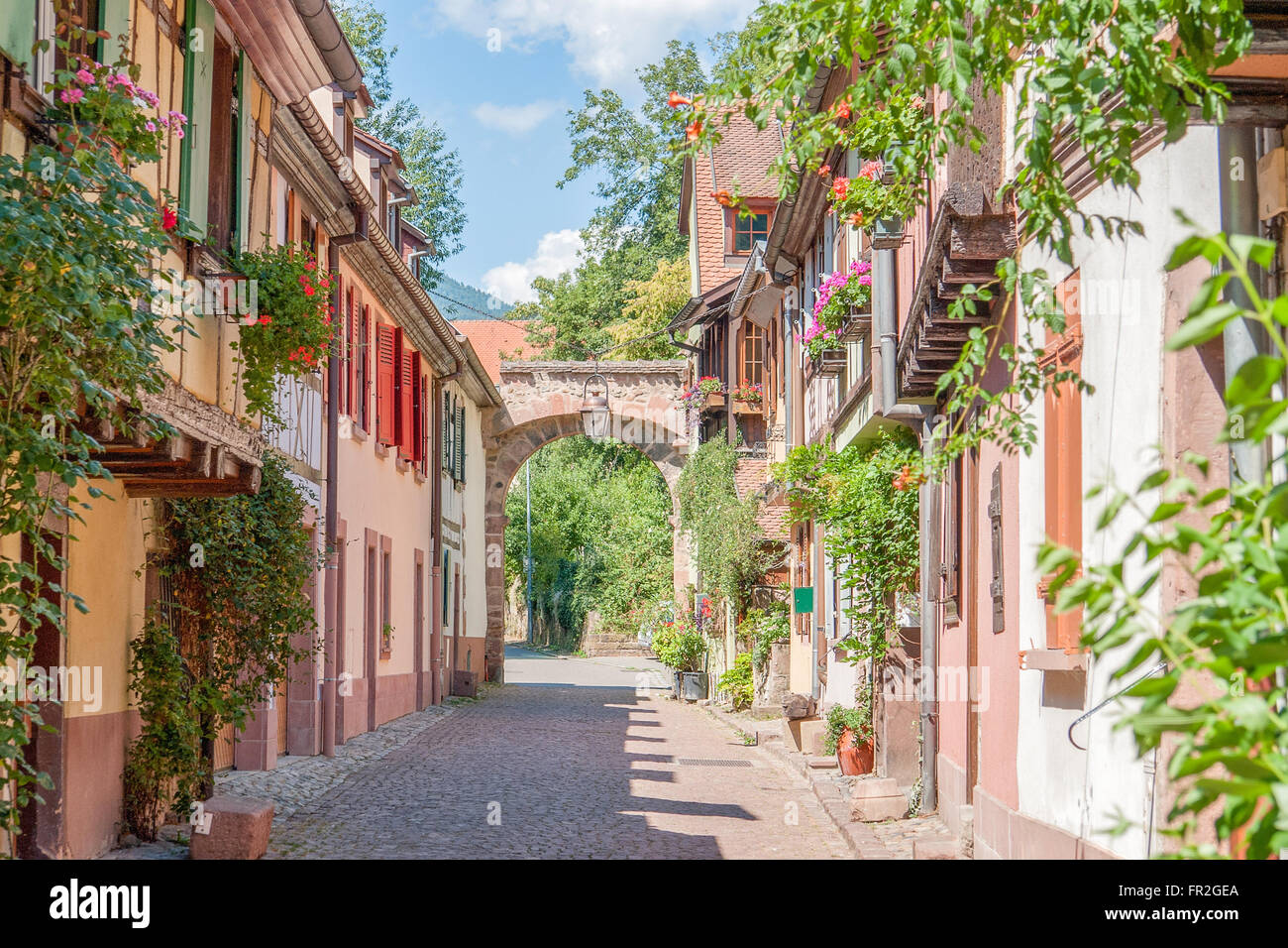 Idyllic scenery in Kaysersberg, a city in Alsace, France Stock Photo