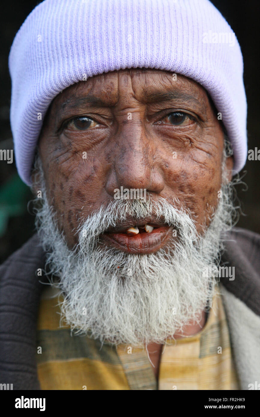 Portrait of an unidentified day laborer January 17, 2009 in Kumrokhali, West Bengal, India Stock Photo