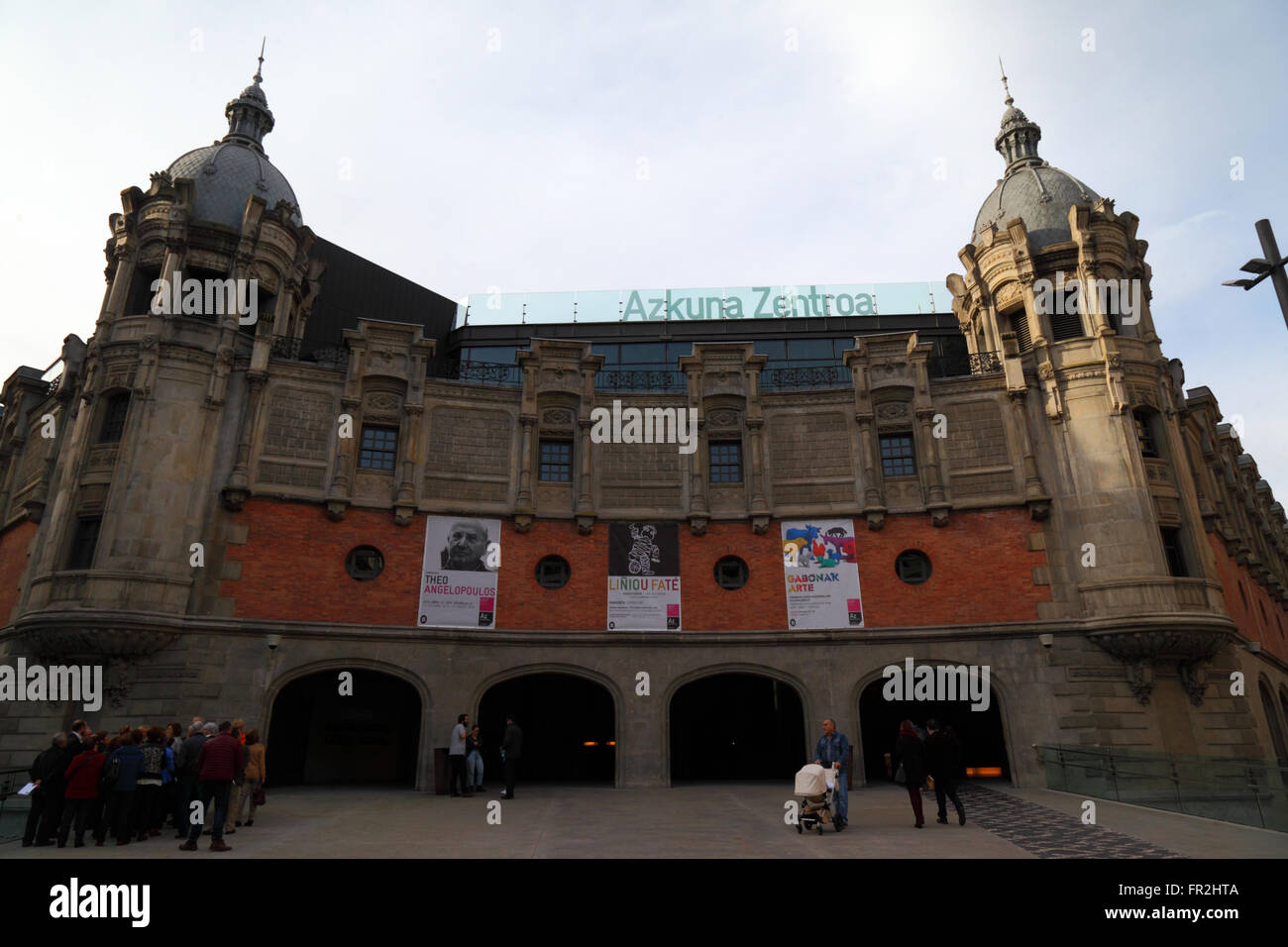Main entrance of the Alhondiga building, now the Azkuna Zentroa cultural centre, Bilbao, Basque Country, Spain Stock Photo