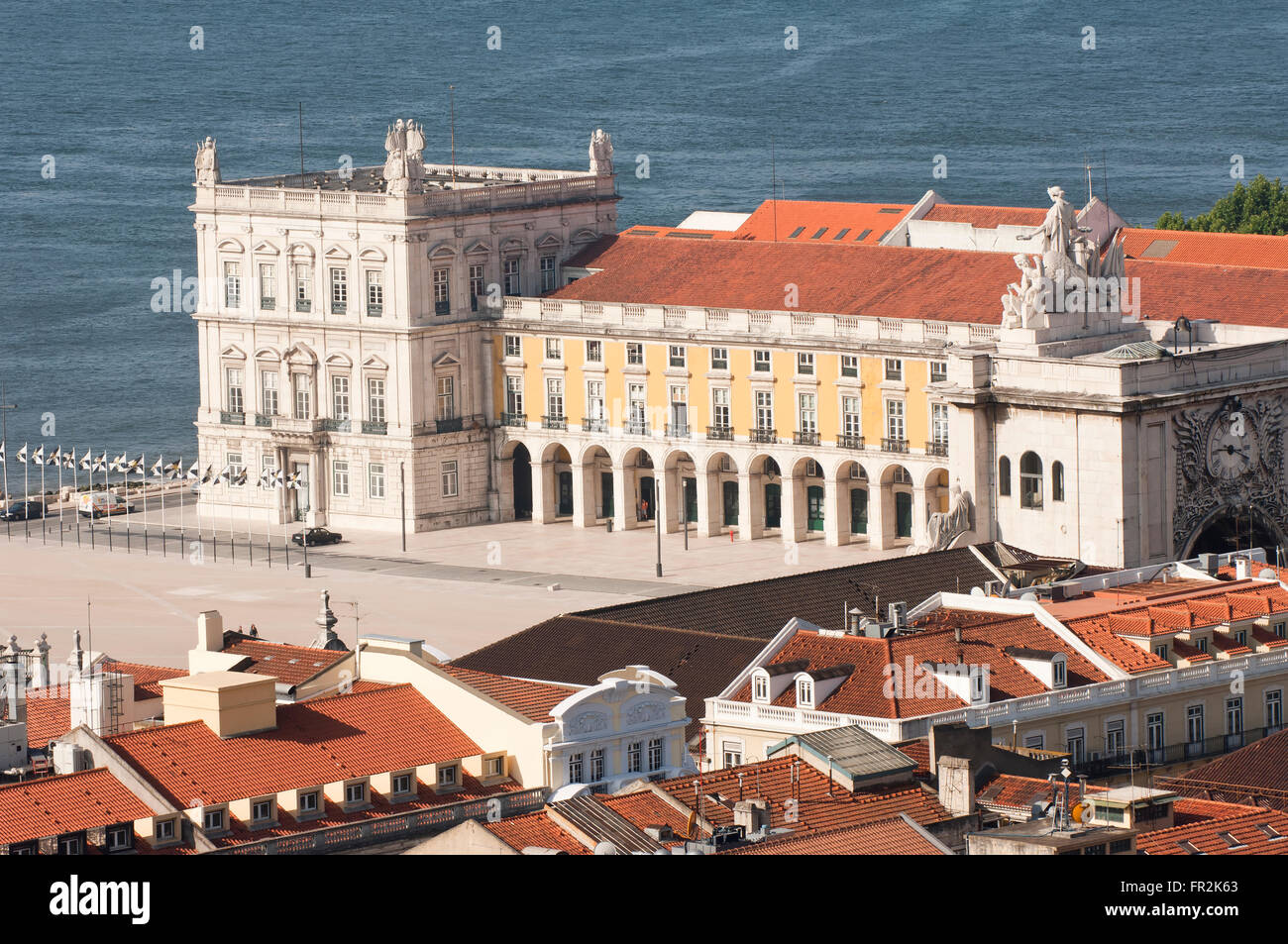 Praça do comercio (commerce square) near Tajus river, Baixa district, Lisbon, Portugal Stock Photo