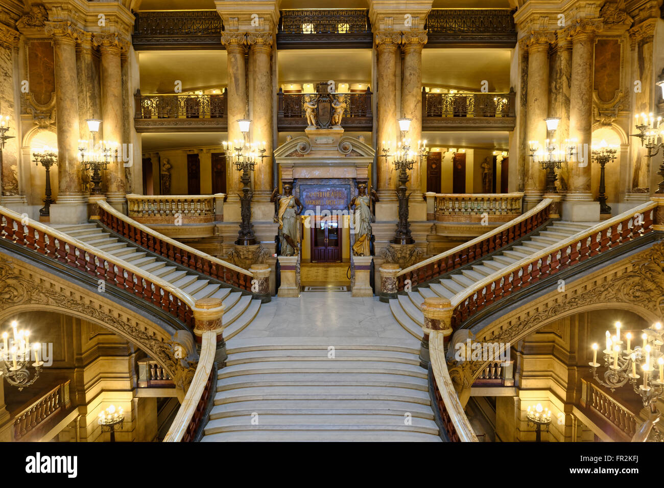 Opera Garnier, Grand Staircase, Paris, France Stock Photo