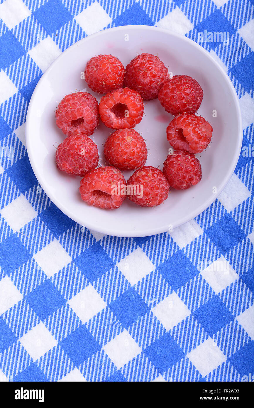 Big Pile of Fresh Raspberries in the White Bowl Stock Photo - Alamy