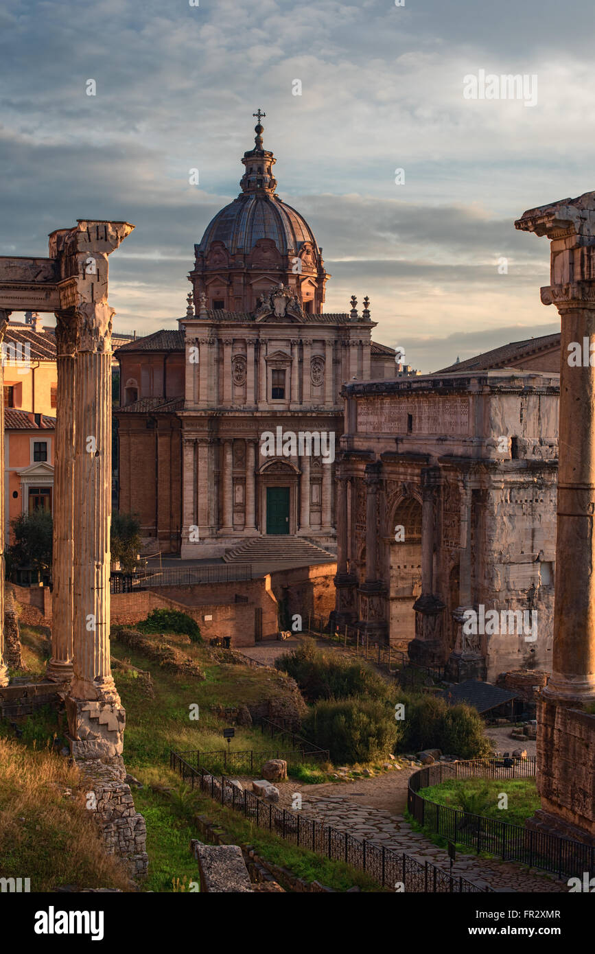 Rome, Italy: The Roman Forum, Santi Luca e Martina Church Stock Photo