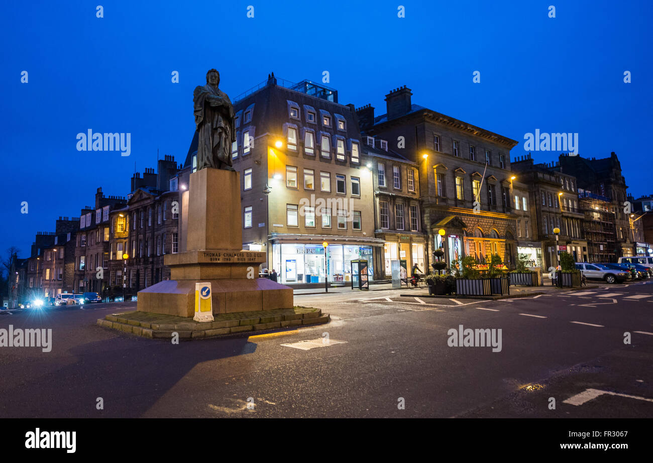 Thomas Chalmers statue at Street in Edinburgh, Scotland, UK