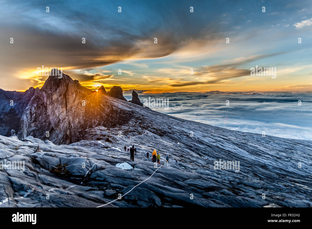 Mount Kinabalu, near Low's Peak, about 3900m. This is sunrise Stock ...