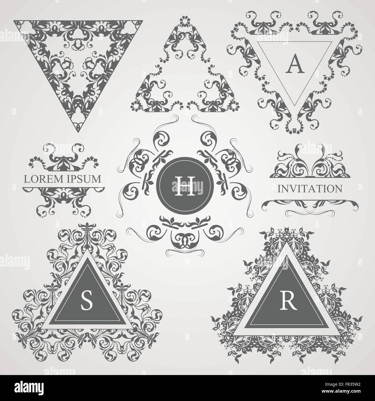Calligraphic elements vintage set . Vector frame ornament Stock Vector ...