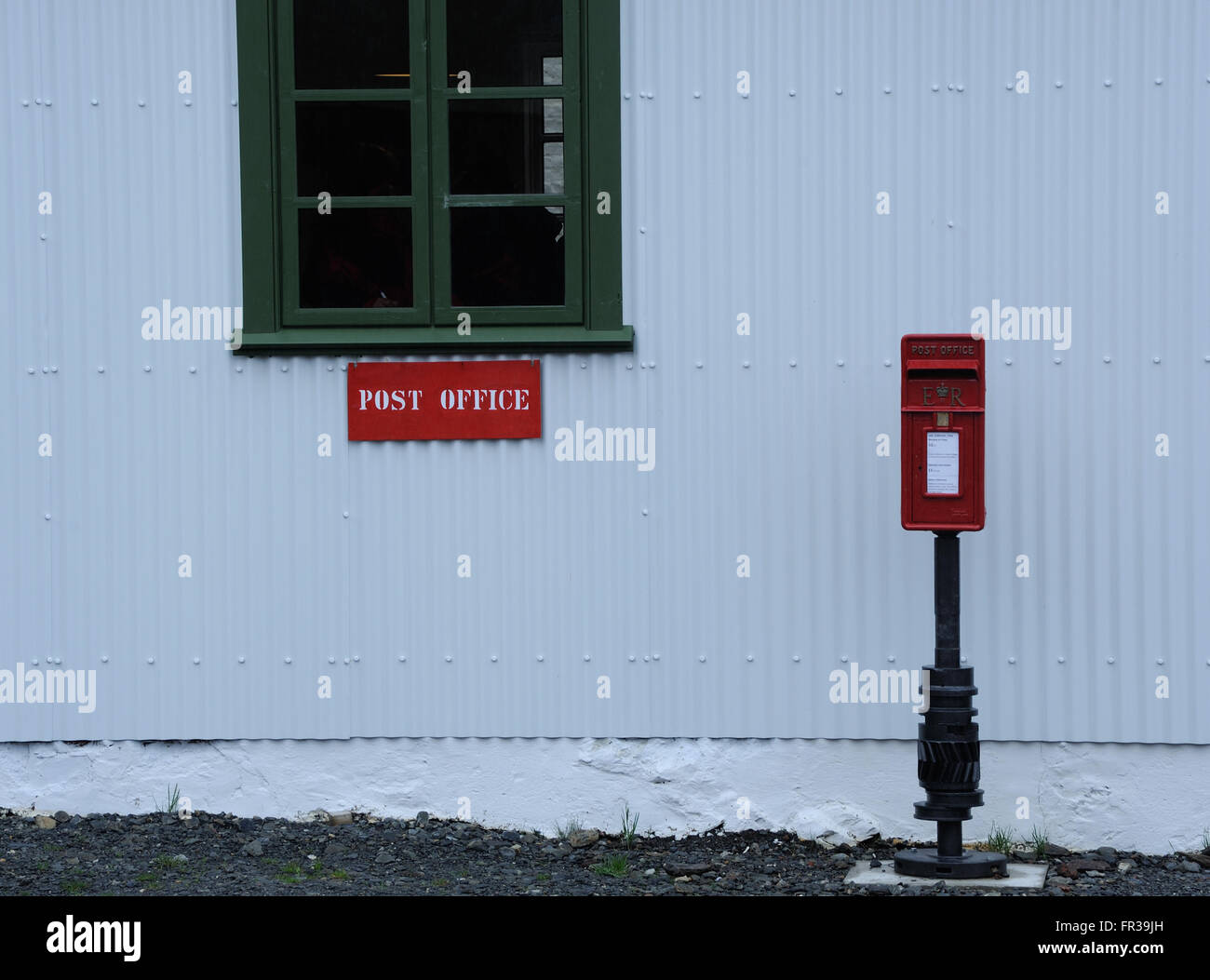 Post box outside the Post Office   Grytviken. South Georgia Stock Photo