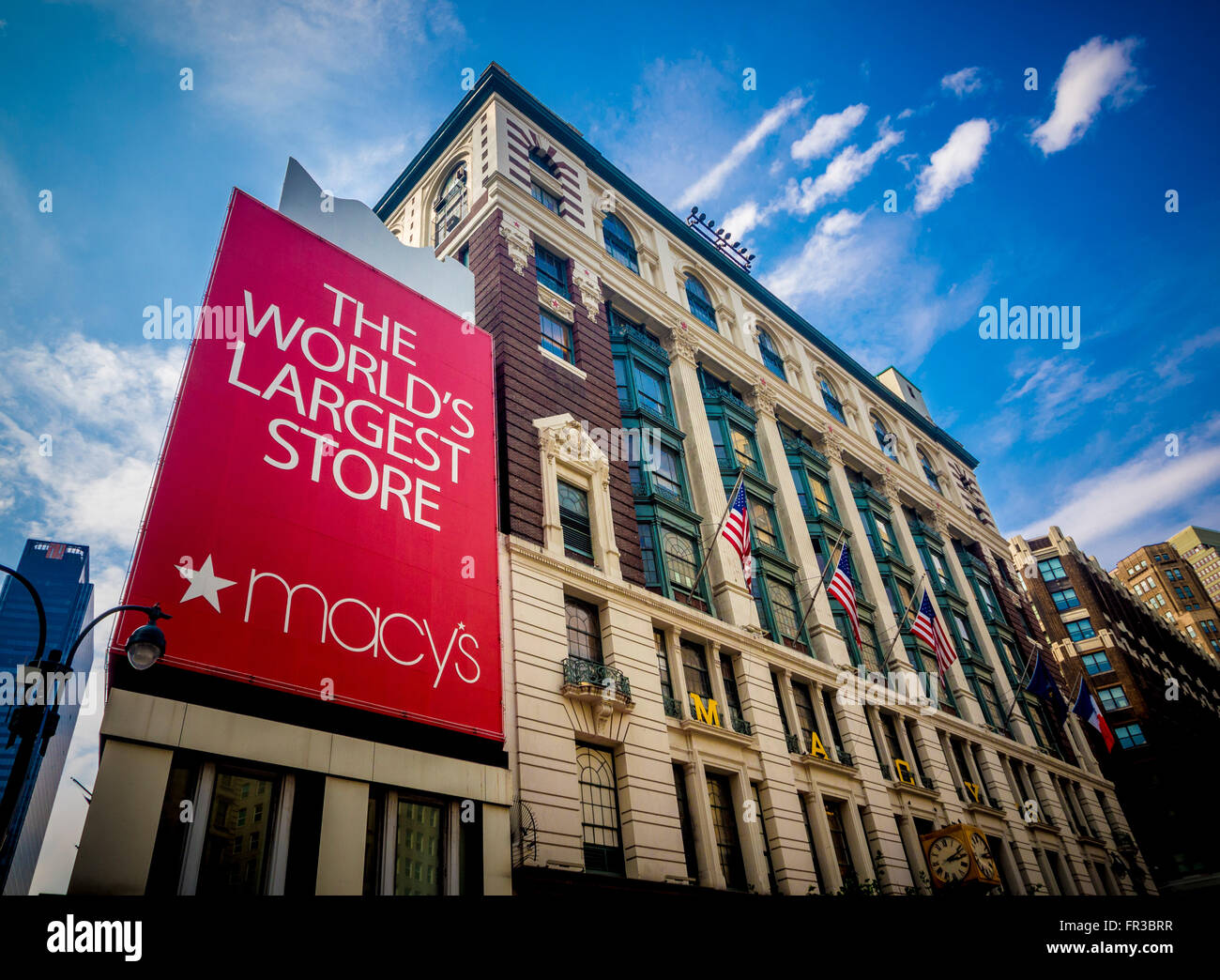 Macy's The Worlds Largest Store sign, New York City, USA Stock Photo