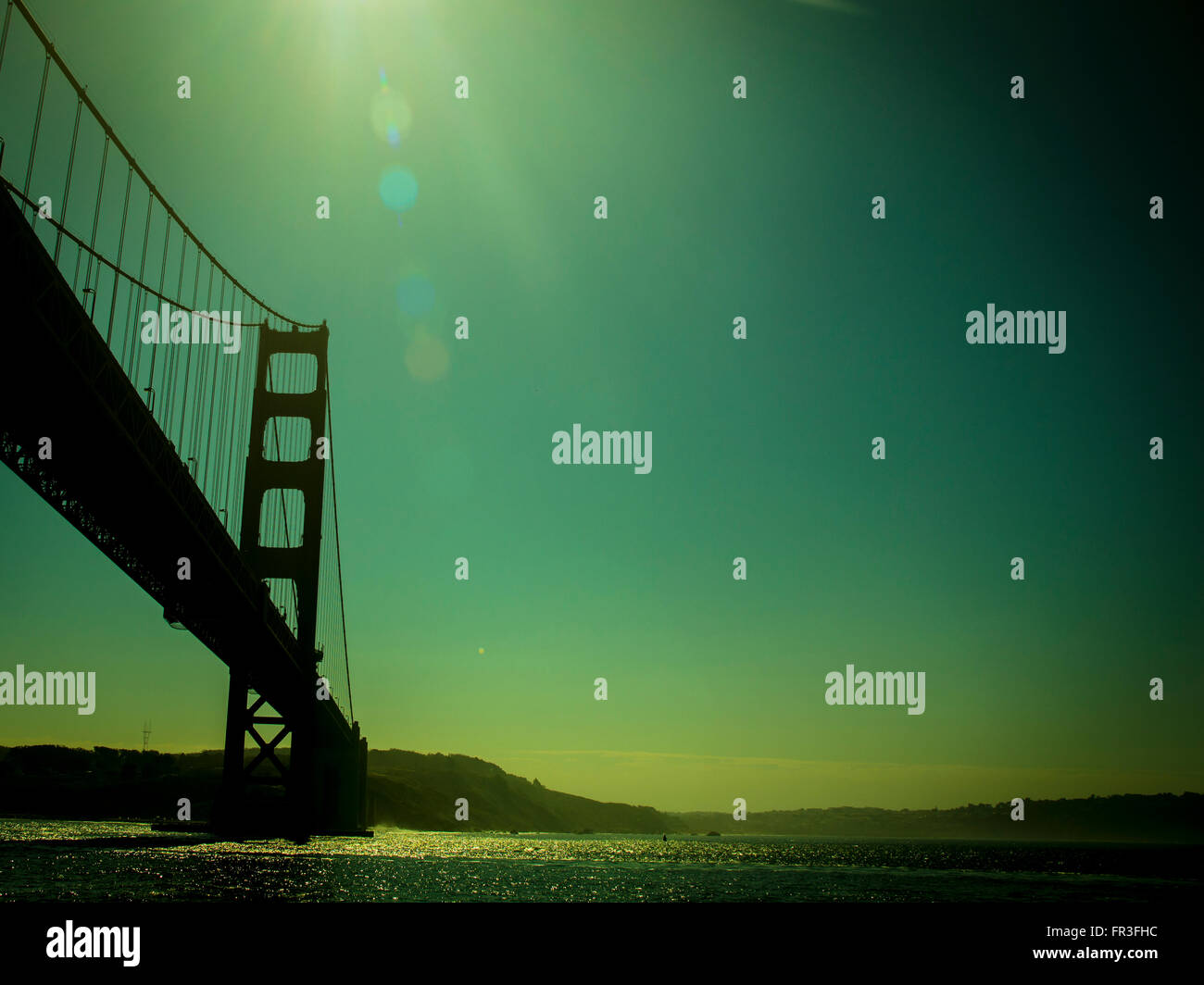 San Francisco Golden Gate Bridge Background with Room for Text Stock Photo