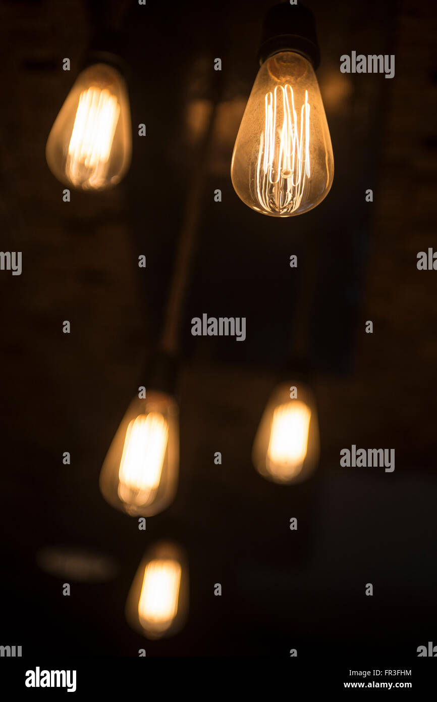 Set of 5 Vintage Lightbulbs Stock Photo