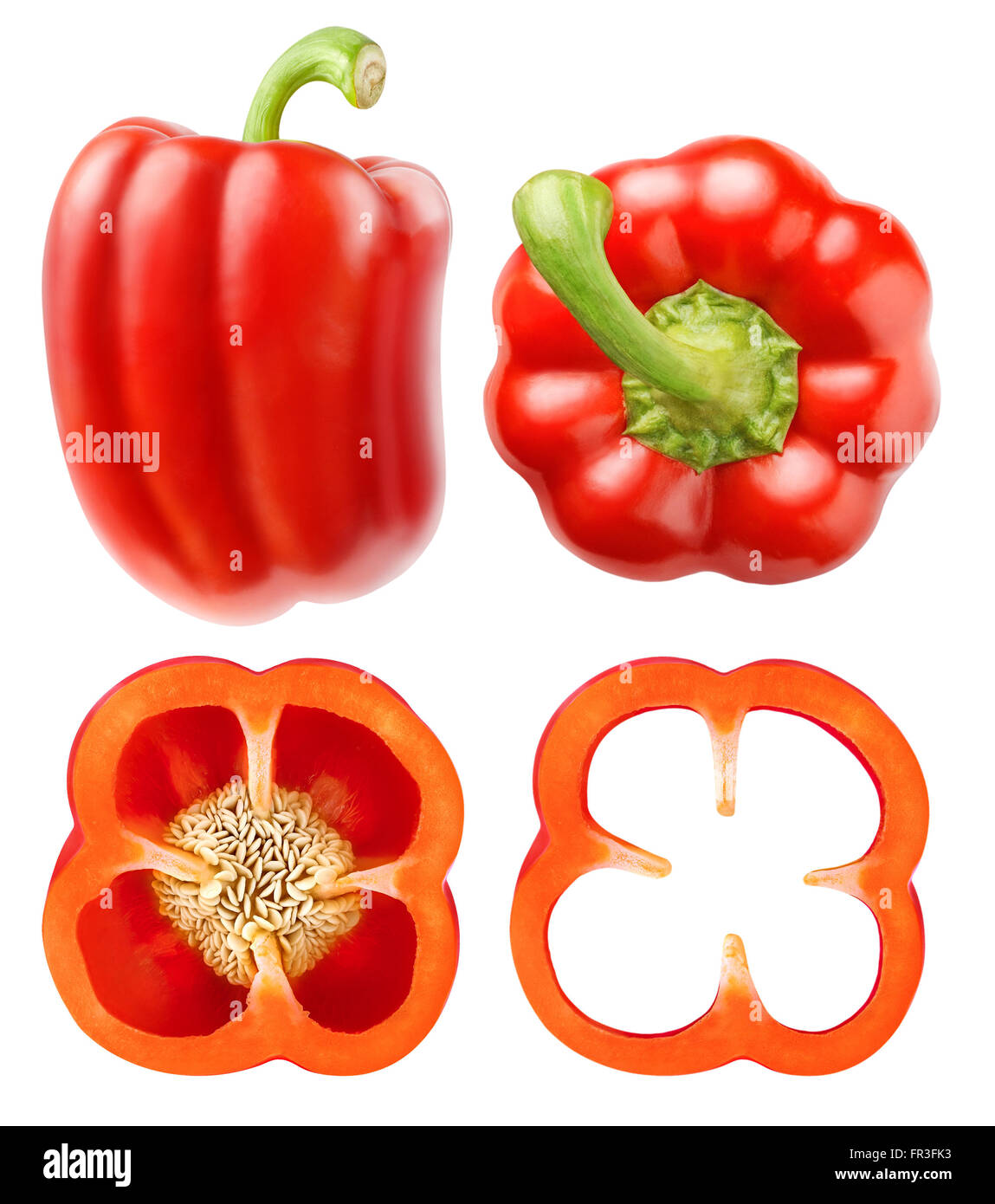 Red bell pepper collection isolated on white with clipping path Stock Photo