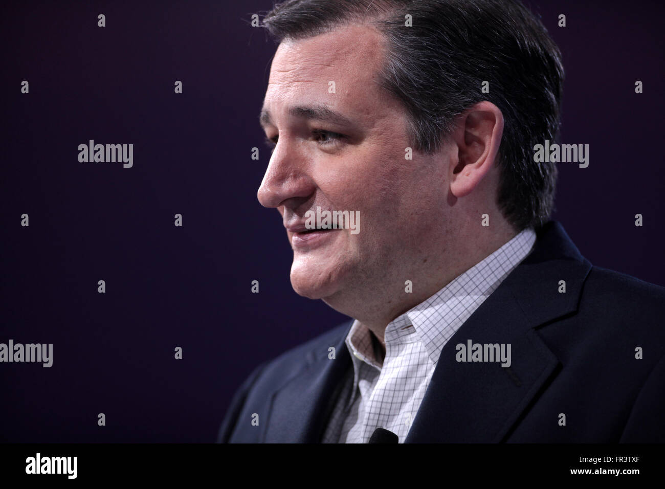 Senator and Republican presidential candidate Ted Cruz during the annual American Conservative Union CPAC conference at National Harbor March 4, 2016 in Oxon Hill, Maryland. Stock Photo