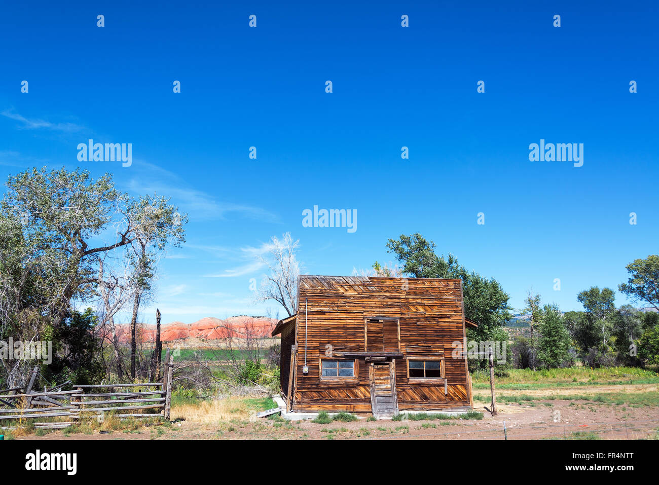 Old abandoned Wild West style building in Ten Sleep, Wyoming Stock