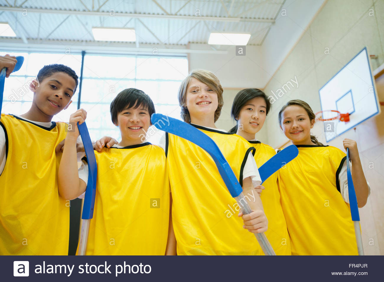 middle school floor hockey team Stock Photo Alamy