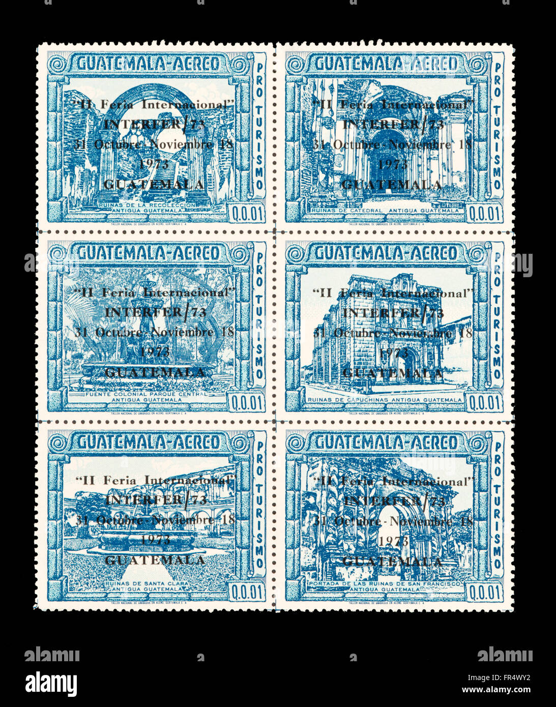 Postage stamps from Guatemala depicting ruins from Antigua earthquake ...
