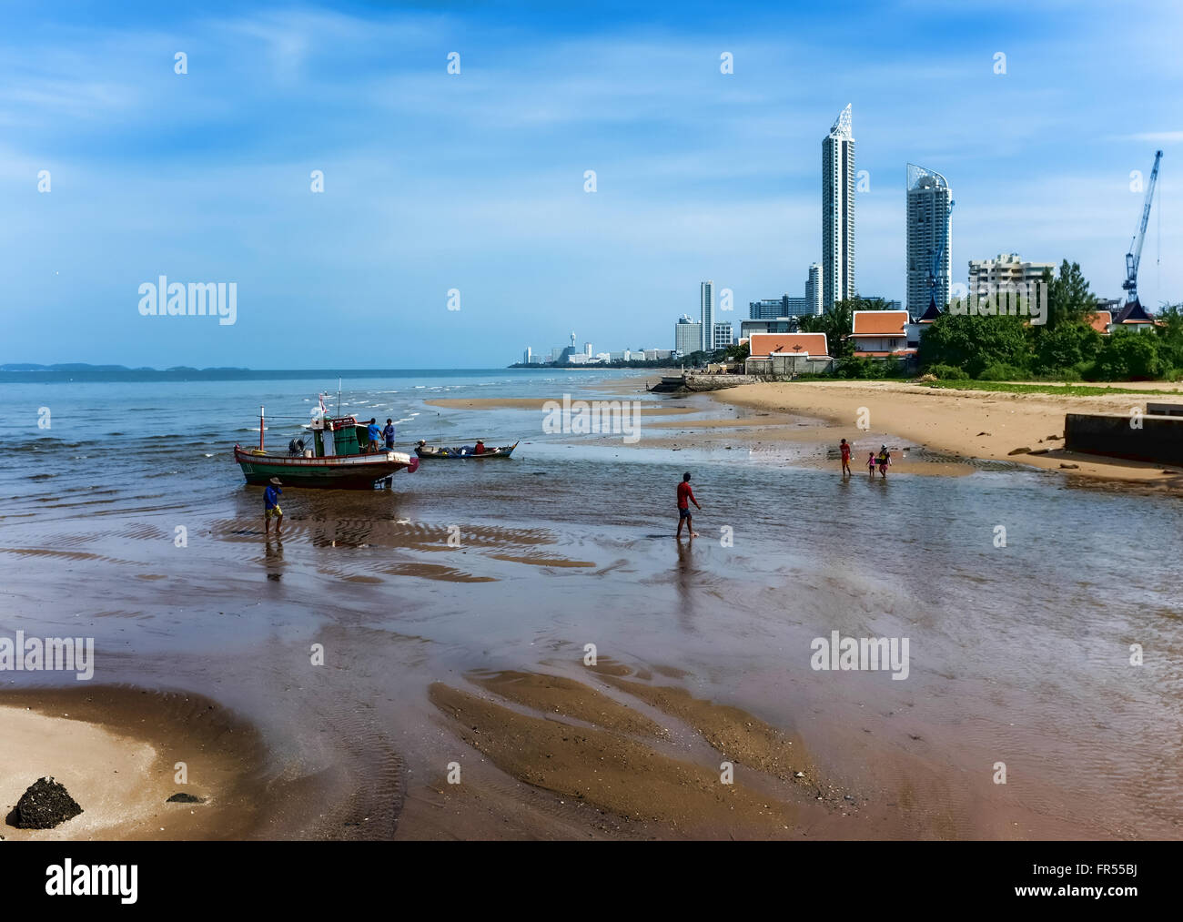 Fishermen prepare their boat Stock Photo